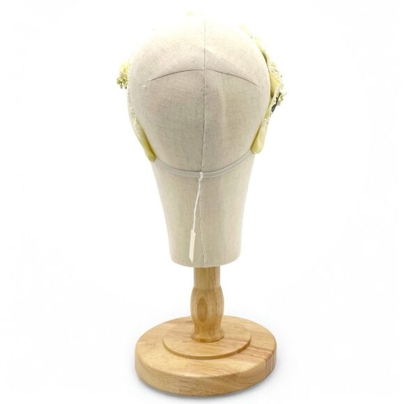 Vintage 1950s Auerbach’s Floral Headband Hat Ivory Lemon Yellow Flowers NEW NOS - Picture 11 of 13
